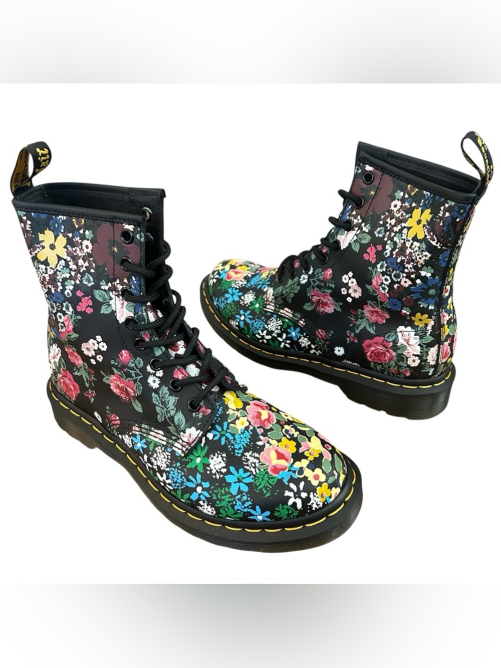 1460 Pascal Floral Mash Up Leather Lace Up Boots - Picture 4 of 6